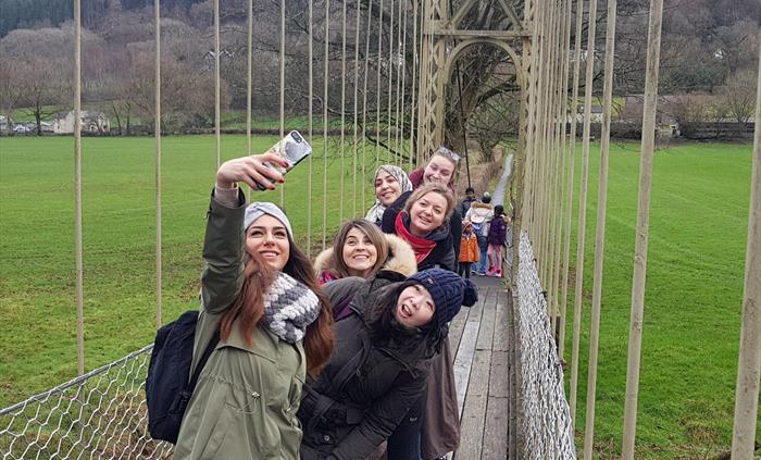 Group Selfie at Betws-y-Coed suspension bridge